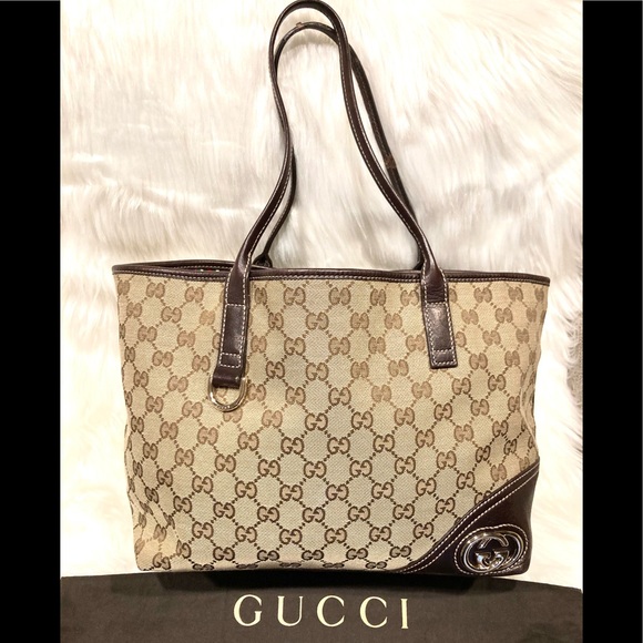 Authentic Gucci Monogram Logo D Ring Shoulder Bag Tote - Picture 2 of 15